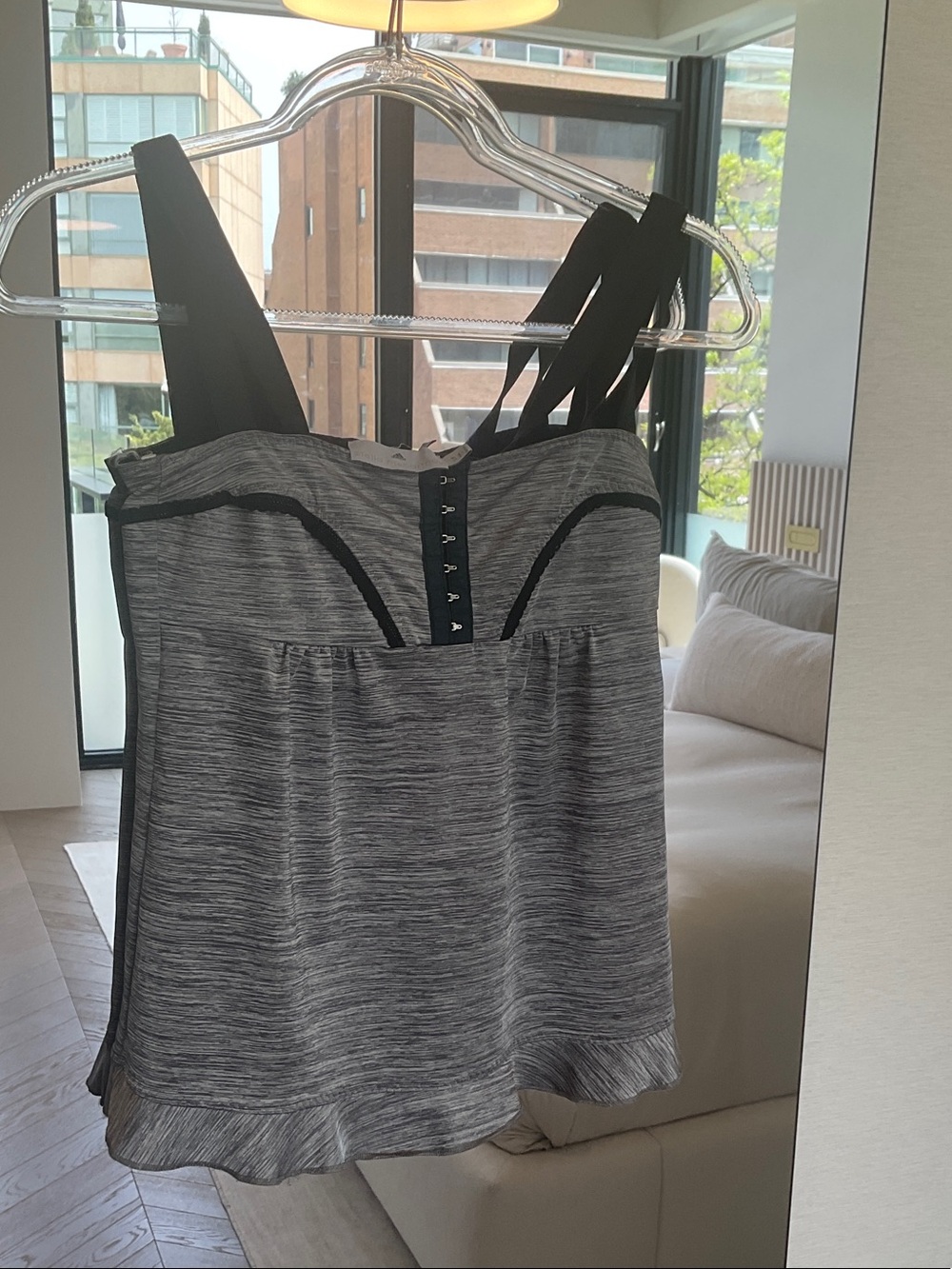 Adidas by Stella McCartney Gray and Black Built-In Bra Tank